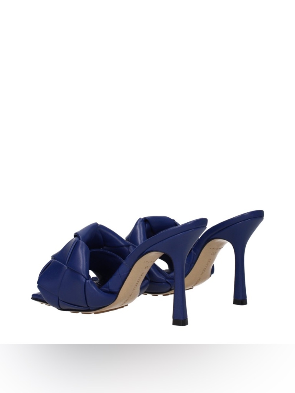 🆕 Bottega Veneta Navy Blue Woven Intrecciato Lido Slide Heeled Sandals - 38C - Picture 3 of 14